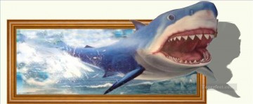 ファンタジー Painting - サメの3D